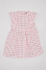 DEFACTO Baby Girl Plaid Sleeveless Linen Look Dress