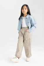 DEFACTO Girls' Parachute Cargo Long Leg Cotton Trousers