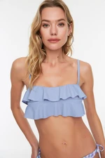 Trendyol Blue Ruffle Detailed Bandeau Bikini Top