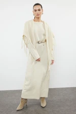 Trendyol Beige Maxi Knitwear Shawl Detail Soft Texture Dress