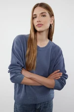 Trendyol Blue Foil Printed Knitwear Sweater