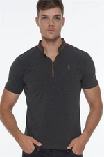 T8571 DEWBERRY ZIPPER MEN'S T-SHIRT-DARK ANTHRACITE