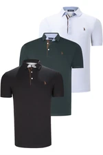 TRIPLE SET T8582 DEWBERRY MENS T-SHIRT-BLACK-WHITE-GREEN