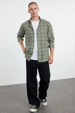 Trendyol Khaki Regular Fit Winter Checkered Plaid Lumberjack Shirt