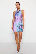 Trendyol Multi Color Degaje Detailní límec Květinový Elegantní Večerní Šaty