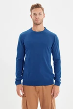 Trendyol Blue Slim Crew Neck Plain Knitwear Sweater