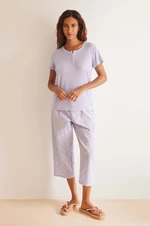 Bavlněné pyžamo women'secret COTTON SET fialová barva, bavlněná, 3598026