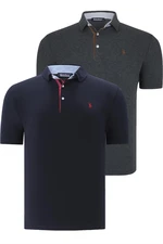 DUAL SET T8582 DEWBERRY MENS T-SHIRT-NAVY BLUE - ANTHRACITE