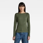 G-STAR Tričko - Slim rib boatneck ls wmn zelené