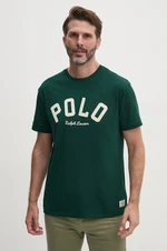 Bavlněné tričko Polo Ralph Lauren zelená barva, s aplikací, 710952043