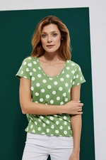 Polka dot blouse with V-neck