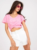 Light pink solid color cotton T-shirt