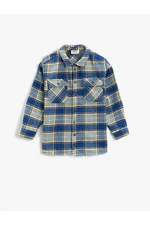 Koton Oversize Lumberjack Shirt Covered Pocket Long Sleeve Soft Textured