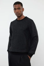 Trendyol Black Slim Fit Crew Neck Textured Knitwear Sweater