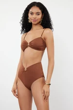 Trendyol Brown Premium Accessory High Waist Hipster Bikini Bottom