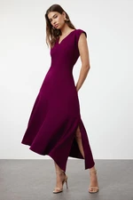 Trendyol Plum A-Line Skirt Asymmetrical Midi Woven Dress