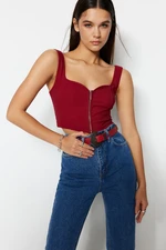 Trendyol Claret Red Crop Woven Blouse