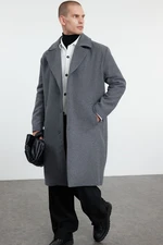 Trendyol Anthracite Men's Oversize Fit Winter Wool Blend Winter Cashmere Coat