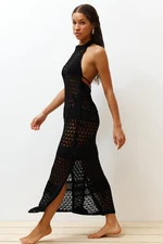 Trendyol Black Fitted Maxi Knitwear Backless Beach Dress