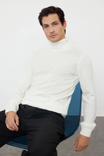 Trendyol Ecru Men's Turtleneck Textured Knitwear Sweater