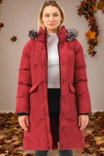 Z6774 DEWBERRY WOMEN'S COAT-PLAIN BURGUNDY