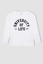 DEFACTO Boy's Crew Neck Printed Long Sleeve T-Shirt