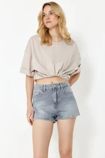 Trendyol Blue High Waist Denim Shorts & Bermuda