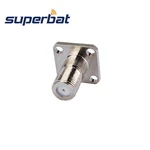 Superbat 2pcs 75 Ohm F 4 Hole Panel Mount Female with Extended Dielectric&Solder Post Connector for RG58, RG400,RG142,LMR195