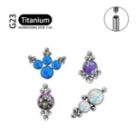 Titanium G23 Stud Earrings Zircon Opal Gem for Women Helix Cartilage Tragus Lobe Ear ASTM Standard F136 Piercing Jewelry