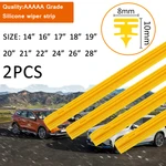 2PCS Car Wiper Blade Windscreen yellow silica gel Replacement Strip 8MM 14"16"17"18"19"20"21"22"24"26"28" Auto Accessories