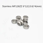 Stainless steel Flange Bearing 10pcs SMF126ZZ MF126ZZ 6*12(13.6)*4(mm) Metal Sealed Mechanical equipment parts