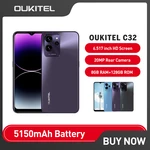 Oukitel 4G C32 Smartphone 8GB +128GB 5150mAh Mobile Phone 6.517" 20MP Camera Cell Phone