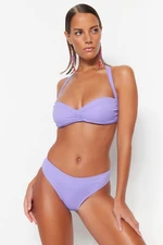 Trendyol Lilac V-Cut Bikini Bottoms with Regular Legs