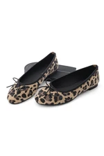 Marjin Women's Daily Flats Metallic Round Toe Ballerina Flats Adusa Leopard.