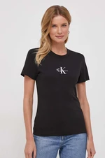 Bavlnené tričko Calvin Klein Jeans dámsky, čierna farba, J20J222564