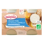 BABYBIO Brassé hruška a škorica 2 x 130 g