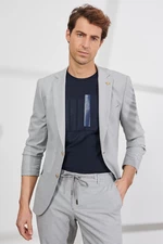 ALTINYILDIZ CLASSICS Pánsky šedý slim fit oblek s jedným golierom a priesvitným vzorom.