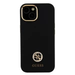 Zadní kryt Guess Liquid Silicone 4G Strass Metal Logo pro Apple iPhone 15, černá