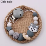 Chip Dale Fox Silicone Baby Teething Pacifier Clips Chain Animal Soother Holder Nipples Baby Chew Toys Baby Shower Gift