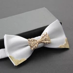 Pure white metal bow tie for men and women business formal wedding bow bow casual bow tie