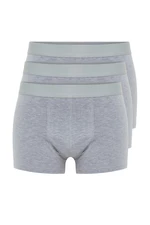 Trendyol 3-Pack Gray Melange Basic Plain Cotton Boxer