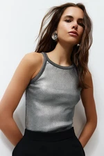 Trendyol Silver Leaf Printed Basic Knitwear Blouse