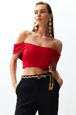 Trendyol Red Carmen Collar Woven Bustier