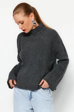 Trendyol Anthracite Soft Textured Basic Knitwear Sweater