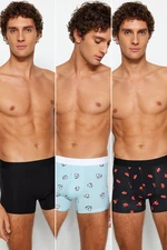 Trendyol 3-Pack Multi-Colored Animal Patterned-Flat Pack Couple/Double Stretch Cotton Boxer