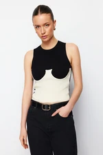 Trendyol Black Bodice Detailed Color Block Knitwear Blouse