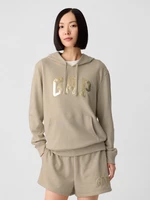 Beige women's sweatshirt with metallic GAP logo