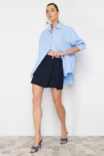 Trendyol Navy Blue Striped Mini High Waist Knitted Shorts Skirt