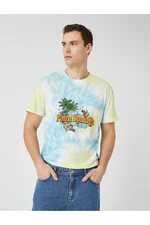 Koton tričko s lebkou, kulatým výstřihem, abstraktním potiskem a krátkým rukávem