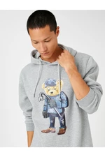 Koton Basic Hooded Sweatshirt Rayon Bear Print Long Sleeve